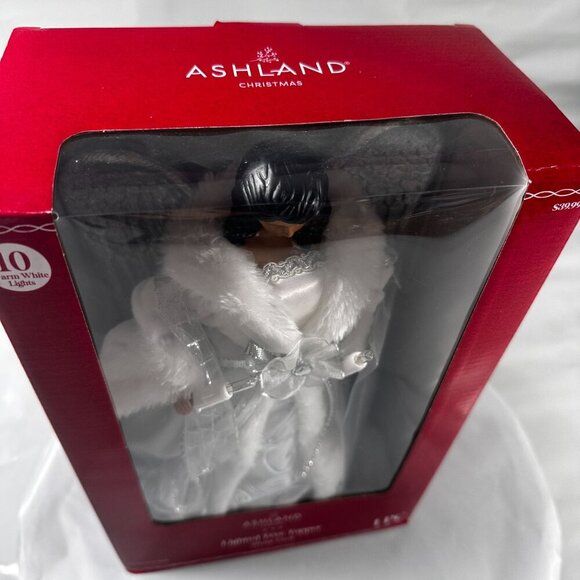 Ashland Christmas Angel Lighted Tree Topper Silver Wings White Gown Cord - Picture 4 of 16